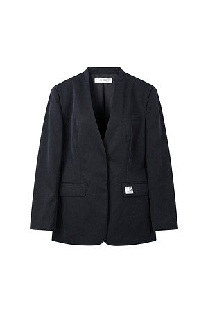 [RE;CODE 여성] Collarless Open Back Jacket_NAVY-a