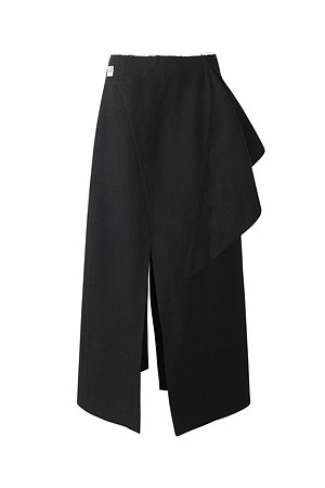 [RE;CODE 여성] Asymmetric Wrap Skirt_BLACK-a