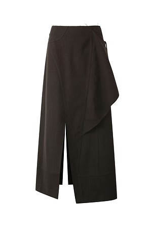 [RE;CODE 여성] Asymmetric Wrap Skirt_BROWN-a