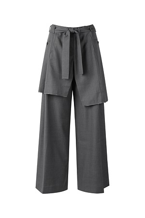 [RE;CODE 여성] Overlapped Pants Paneled Stripe Trousers_GREY-a