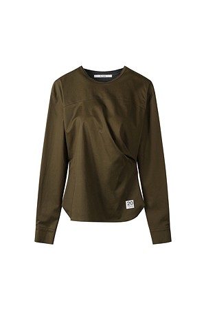 [RE;CODE 여성] Backward Shirring Knit Top_KHAKI-a