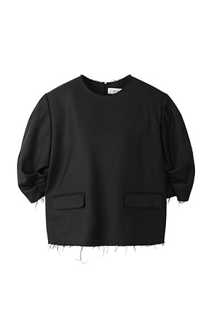 [RE;CODE 여성] Blazer Sleeve-Up Puff Top_BLACK-a