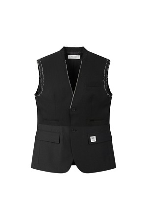 [RE;CODE 여성] Layered Raw-Edged Vest_BLACK-a