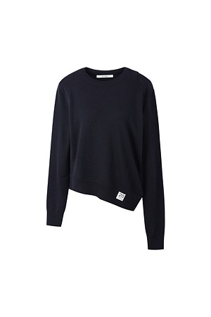 [RE;CODE 여성] Asymmetric Panel Knit Top_NAVY-a