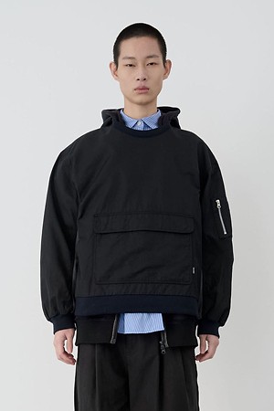 [RE;CODE 남성] Mixed Fabric Sweatshirt_BLACK-a
