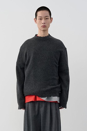 [RE;CODE 남성] Distressed Knit Pullover_GREY-a