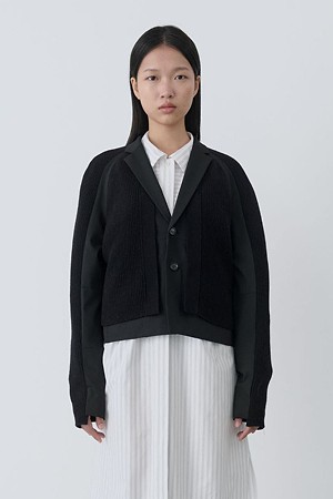 [RE;CODE 여성] Knit Layered Jacket_BLACK-a