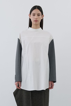 [RE;CODE 여성] Backward Jacket-Sleeved Shirt_WHITE-a