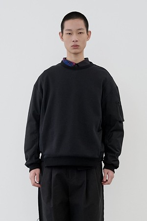 [RE;CODE 남성] MA-1 Mixed Sweatshirt_BLACK-a