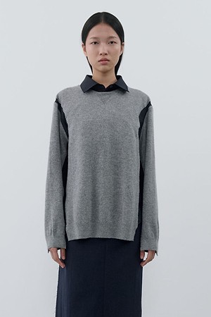 [RE;CODE 여성] Cashmere Shirt Paneled Knit
