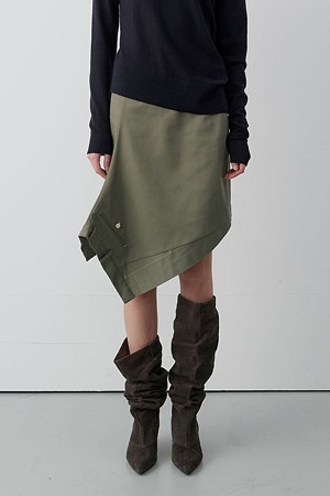 [RE;CODE 여성] Asymmetric Wrap Skirt_GREY-a
