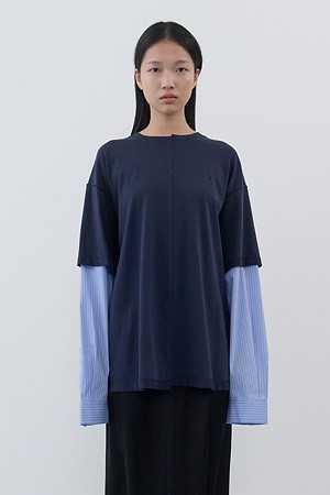 [RE;CODE 여성] Layered Shirt-Sleeve Tee