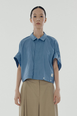 [RE;CODE 여성] Upside-Down Trucker Shirts_BLUE-a