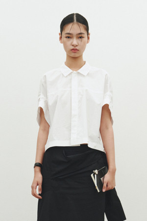 [RE;CODE 여성] Upside-Down Trucker Shirts_WHITE-a