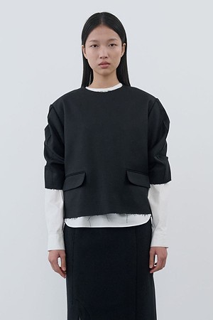 [RE;CODE 여성] Blazer Sleeve-Up Puff Top