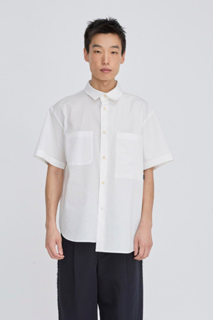 [RE;CODE 남성] Split Short Sleeve Seersucker Shirt_WHITE-a