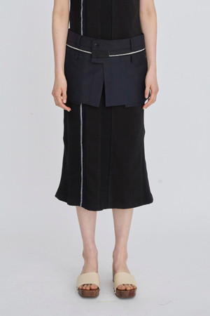 [RE;CODE 여성] Layering Classic Skirt_NAVY-a