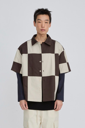 [RE;CODE 남성] Checkerboard Pattern Shirt_BROWN-a