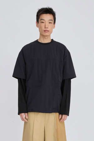 [RE;CODE 남성] Checkerboard Pattern Layered Top_BLACK-a