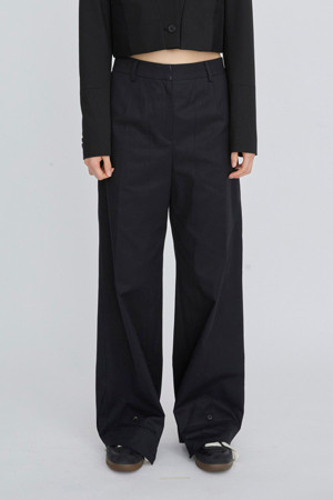 [RE;CODE 여성] Layered Waist Panel Detail Hem Pants_BLACK-a