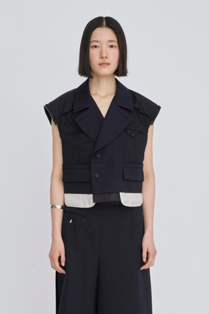 [RE;CODE 여성] Exposed Layer Cropped Vest_NAVY-a