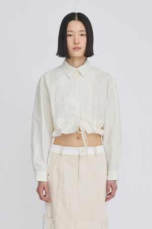 [RE;CODE 여성] Drawstring Cropped Shirt_WHITE-a