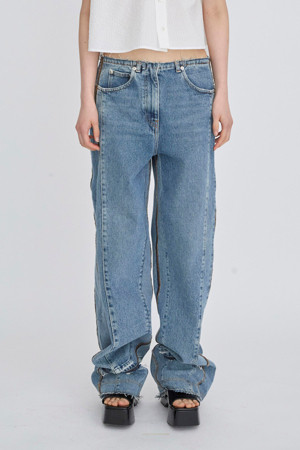 [RE;CODE 여성] Raw-Edged Denim Pants_BLUE-a