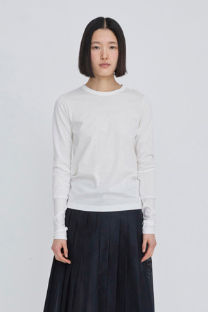 [RE;CODE 여성] Back Garment Patch Long Top_WHITE-a