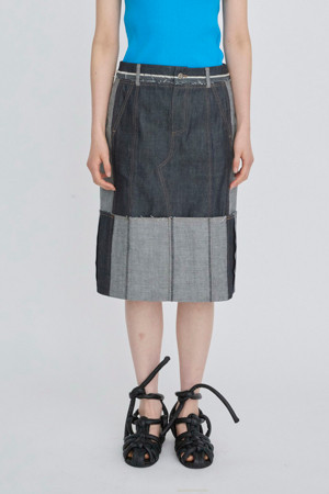 [RE;CODE 여성] Folded Denim Skirt_BLUE-a