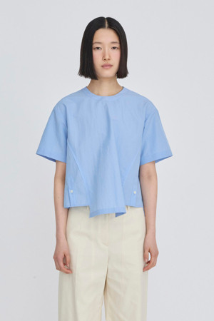 [RE;CODE 여성] A-Line Layered Placket Shirt_BLUE-a