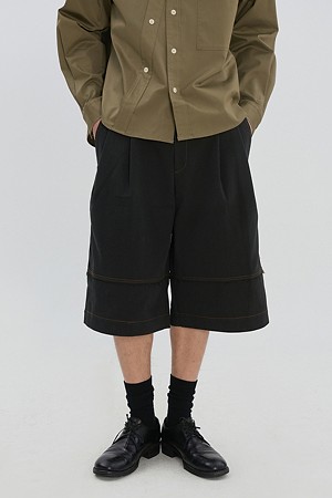 [RE;CODE] Raw-Edged Bermuda Shorts_BLACK-a