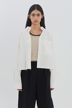 [RE;CODE] Two Way Cropped Shirt_WHITE-a