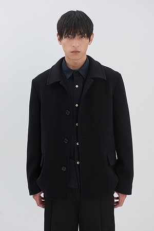 [RE;CODE 남성] Puzzle-Worked Half Coat_BLACK-a