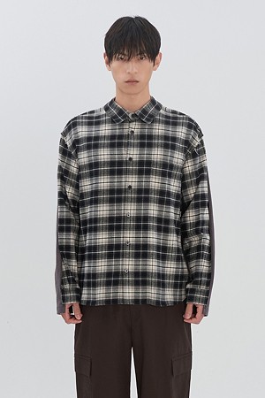 [RE;CODE 남성] Mixed T-Shirt Check Shirt_GREY-a
