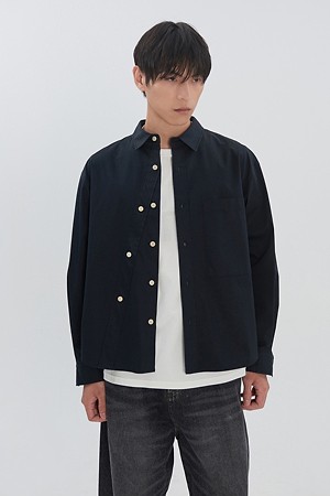 [RE;CODE] Asymmetric Button Shirt_BLACK-a