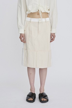 [RE;CODE 여성] Denim Panel Skirt_IVORY-a