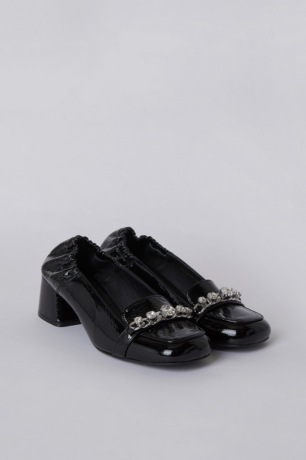 SUECOMMA BONNIE - 플랫 - Jewelry toe middle loafer(black)