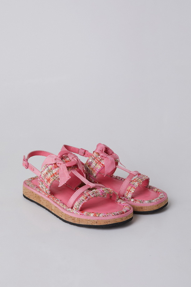 SUECOMMA BONNIE - 샌들/뮬 - Tweed cork sandal(pink)