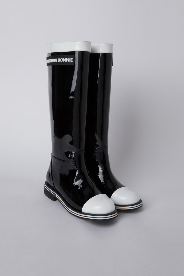 SUECOMMA BONNIE - 부츠/워커 - Enamel long boots(black)