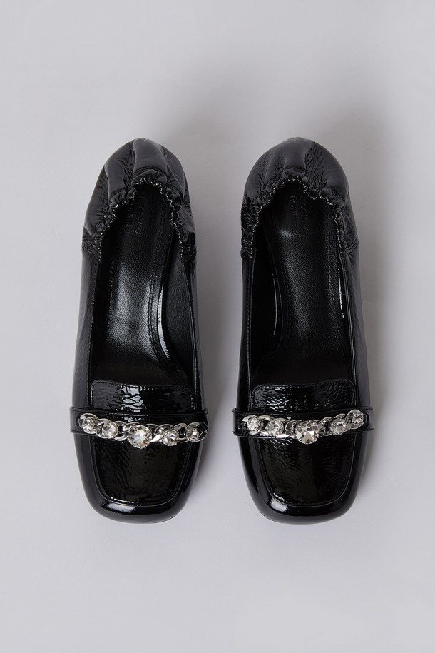 SUECOMMA BONNIE - 플랫 - Jewelry toe middle loafer(black)