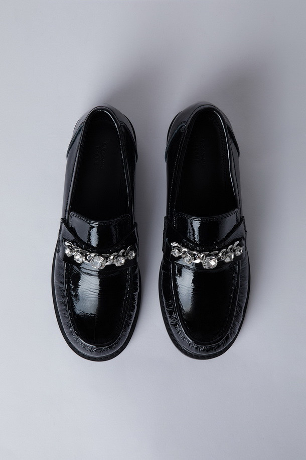 SUECOMMA BONNIE - 플랫 - Chain cubic loafer(black)