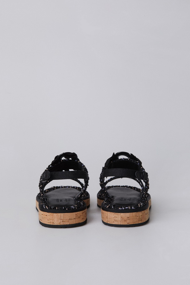 SUECOMMA BONNIE - 샌들/뮬 - Tweed cork sandal(black)