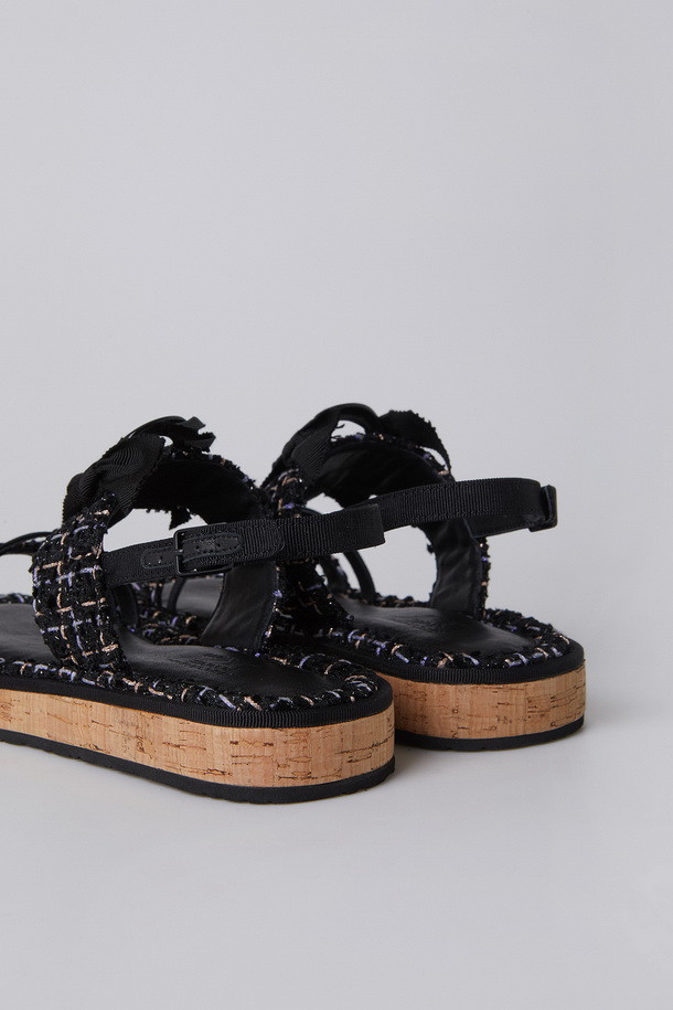 SUECOMMA BONNIE - 샌들/뮬 - Tweed cork sandal(black)