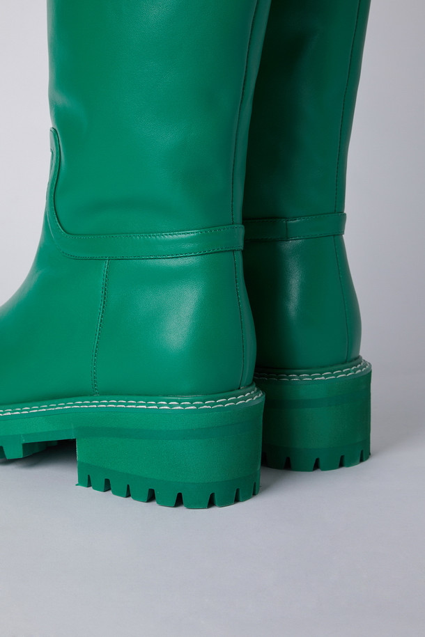 SUECOMMA BONNIE - 부츠/워커 - Stitch walker long boots(green)