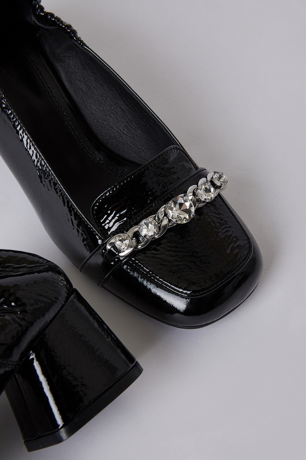 SUECOMMA BONNIE - 플랫 - Jewelry toe middle loafer(black)