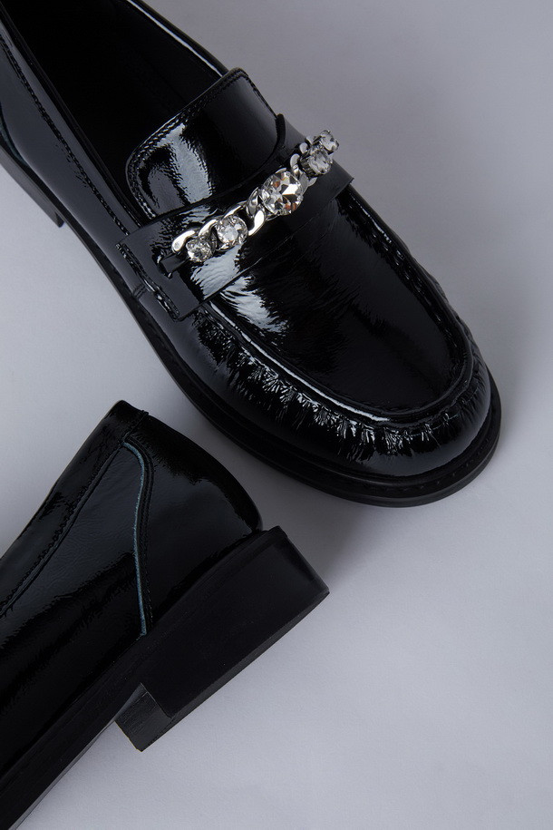 SUECOMMA BONNIE - 플랫 - Chain cubic loafer(black)