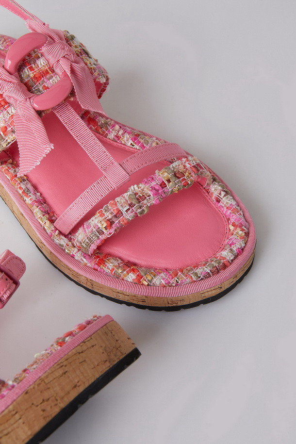 SUECOMMA BONNIE - 샌들/뮬 - Tweed cork sandal(pink)