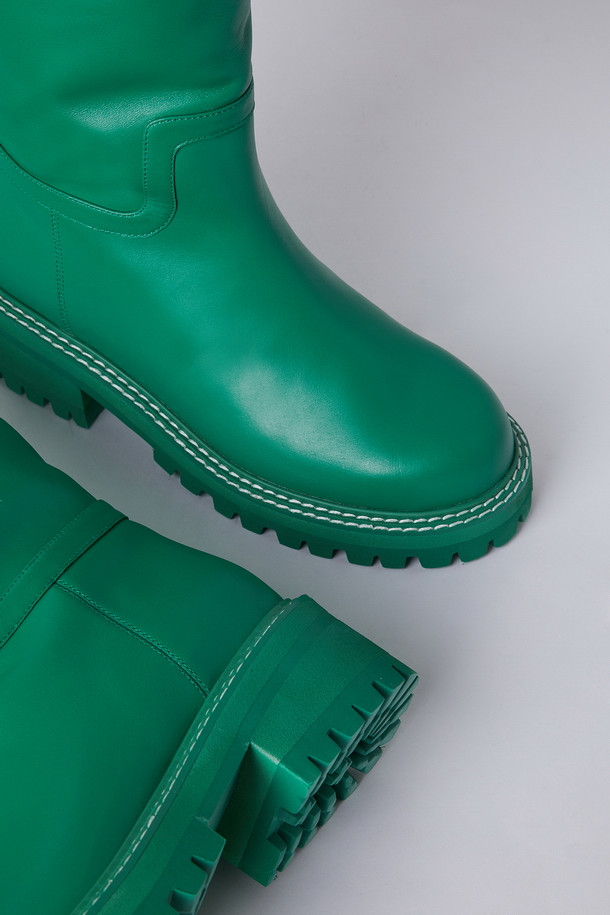 SUECOMMA BONNIE - 부츠/워커 - Stitch walker long boots(green)