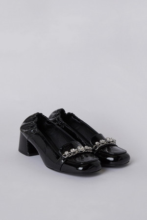 Jewelry toe middle loafer(black)