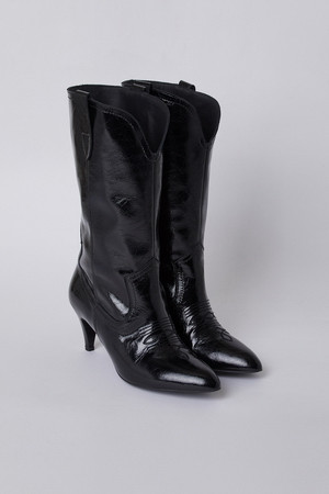 Western heel boots(black)